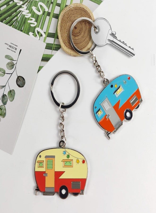 Haigoo Camper Keychain Happy RV Keychain Set for Men Women Teenager Camper Lover Travel Trailers Vacation Couples Jewelry Gift Camping Accessories 2 Pack - Image 2